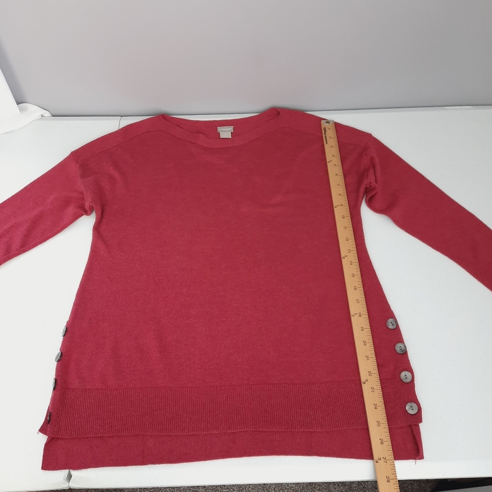 Chico's Raspberry Red Lightweight Knit Sweater - Picture 9 of 10